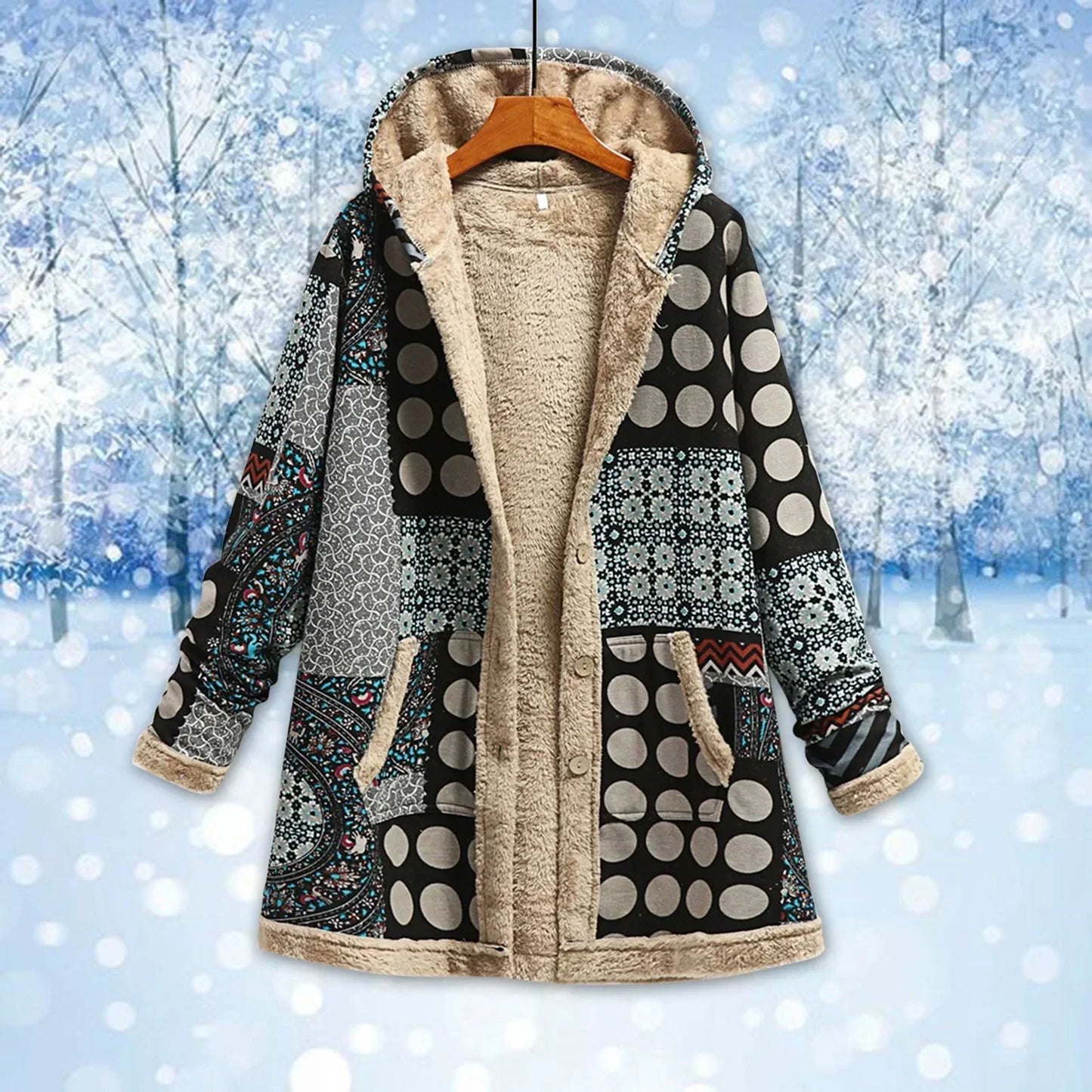 Streetwave Luxury Fleece Jacket For Women Ultra Cozy Sherpa Lined Patchwork Coat