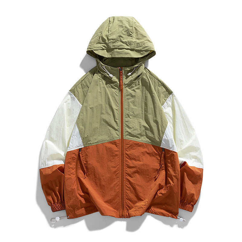Street-Wave Lightweight Hooded Jacket for Men With Color Block Design for Modern Everyday Comfort
