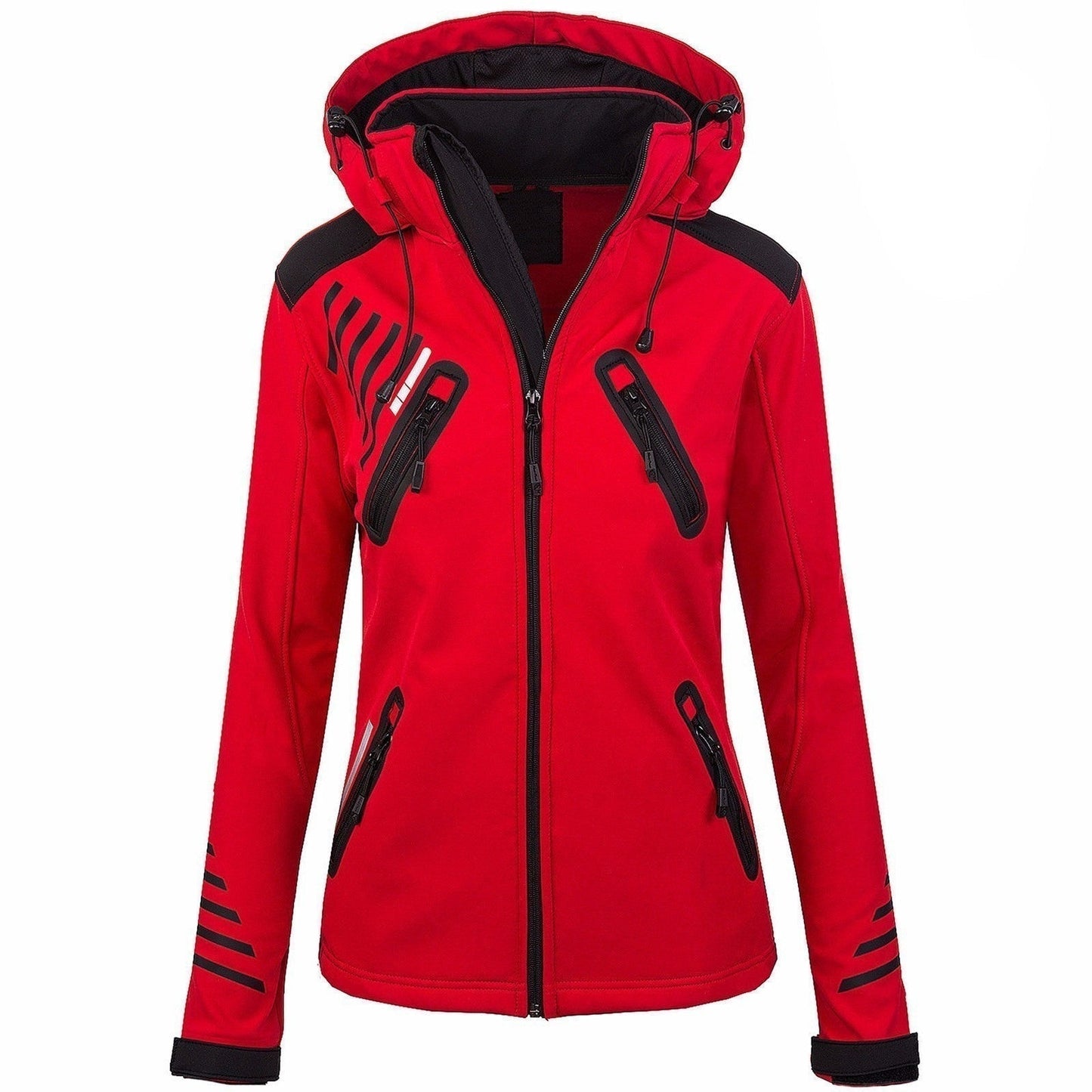 Street Wave Women's Minimalist Outdoor Coat With Hood And Strategic Zipper Pockets For All Weather Comfort