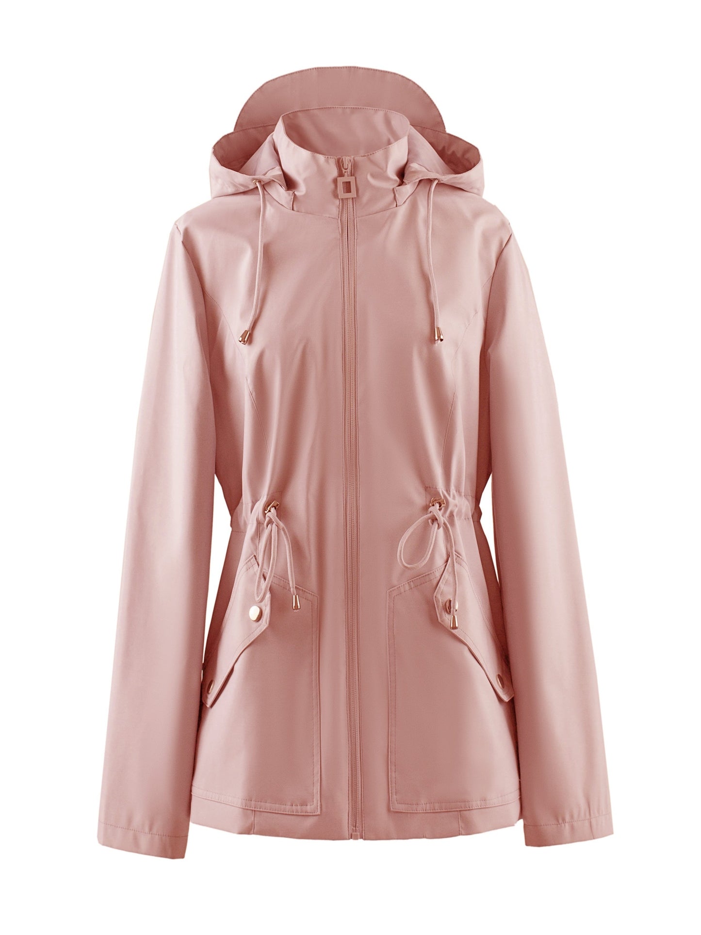 Street-wave Waterproof Hooded Jacket For Women With Figure-Flattering Fit And Cotton Blend Comfort