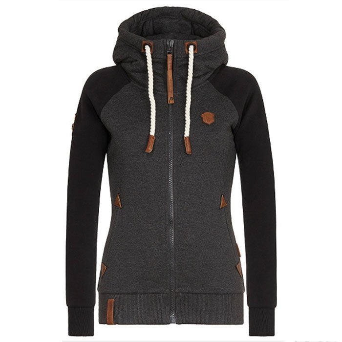 Street-Wave Hooded Zip Jacket For Women With Raglan Sleeves And Midweight Comfort
