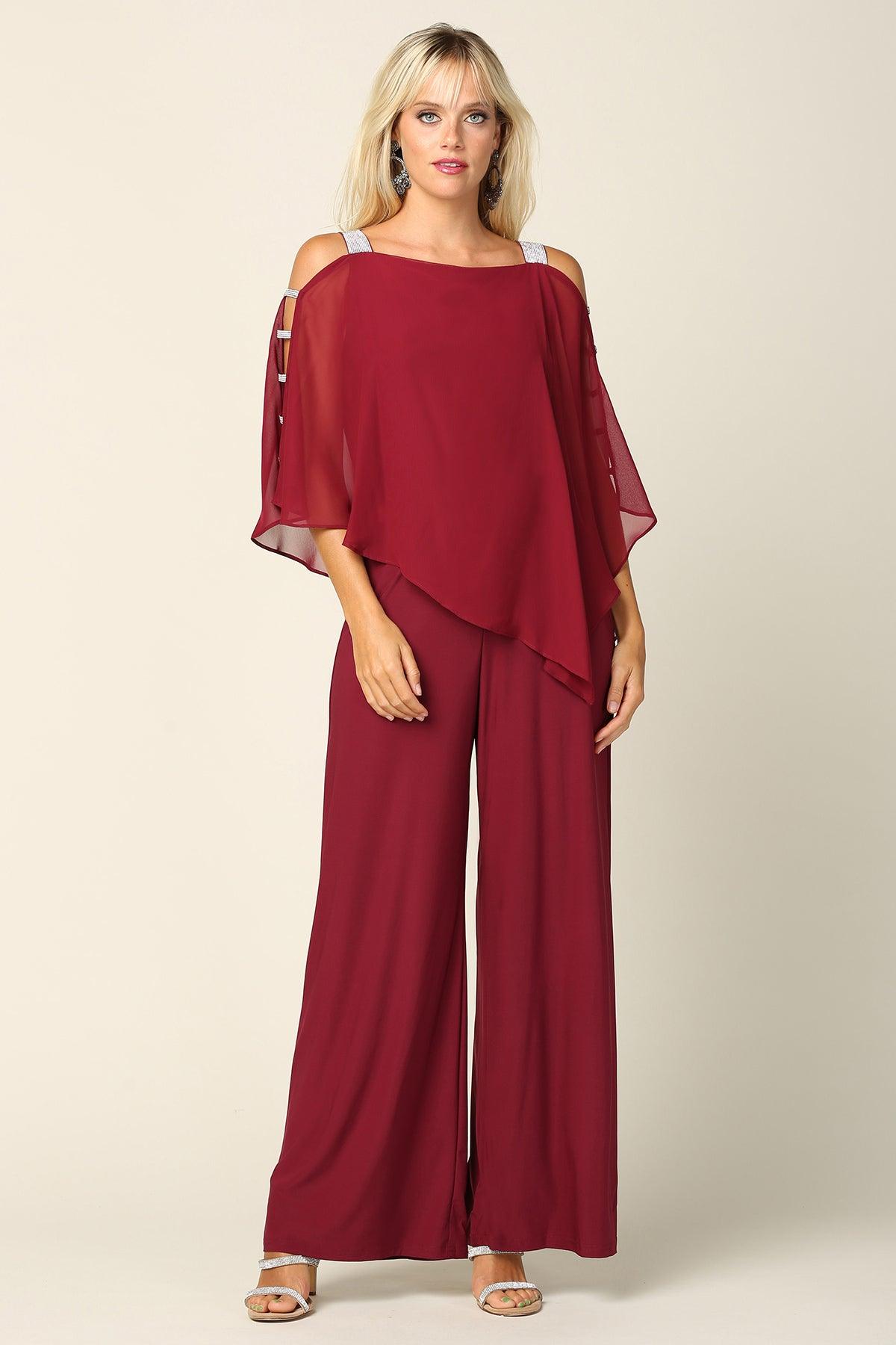 Chiffon Cape Overlay Jumpsuit Street Wave MOB Women