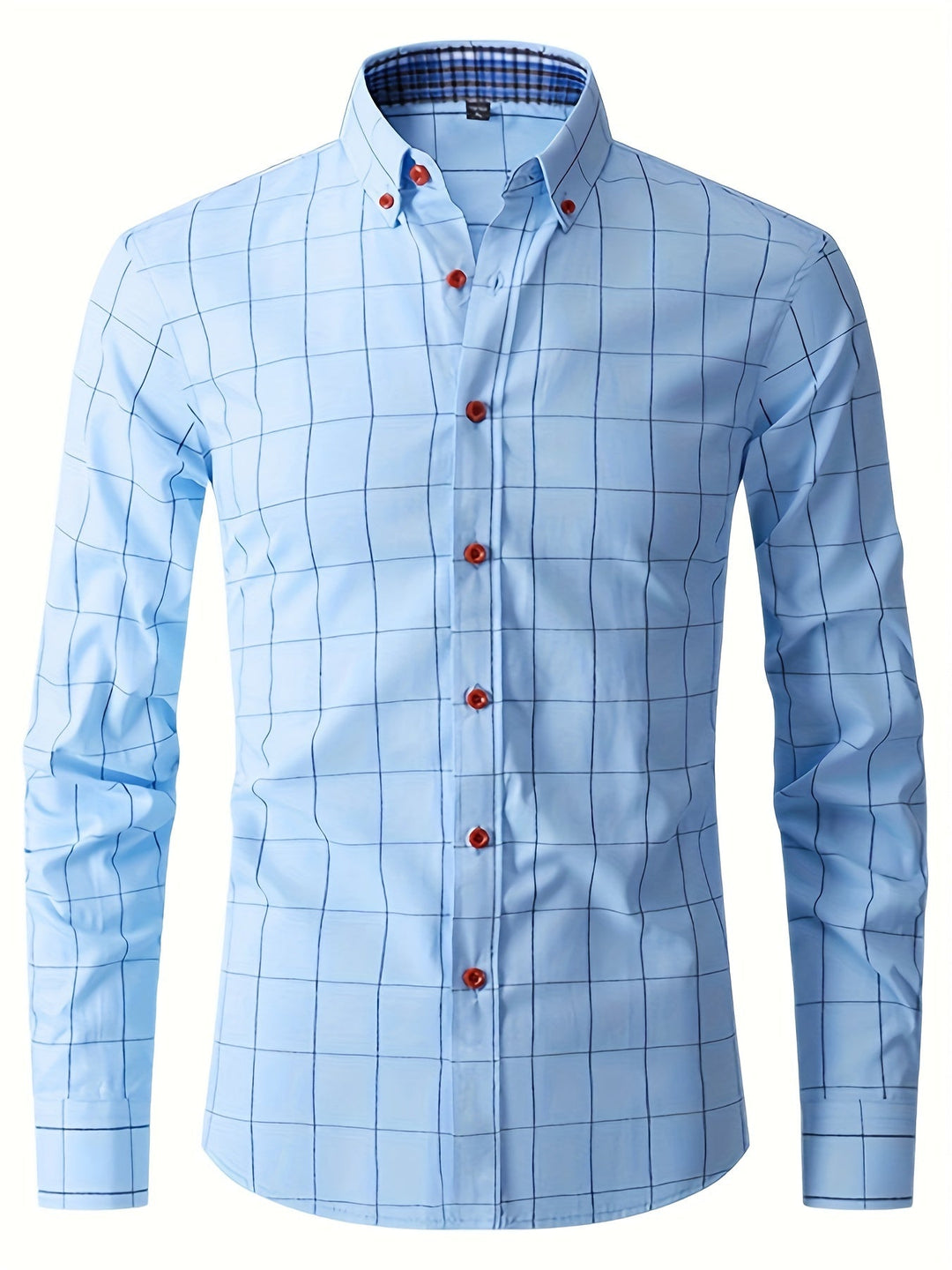 Street Wave Mens Long Sleeve Summer Formal Shirt Breathable Lightweight Office Ready Grid Pattern