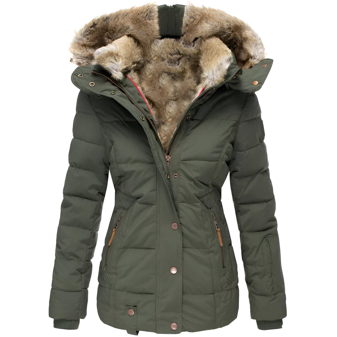 Street-Wave Womens Fur Trim Puffer Jacket Cozy Warmth
