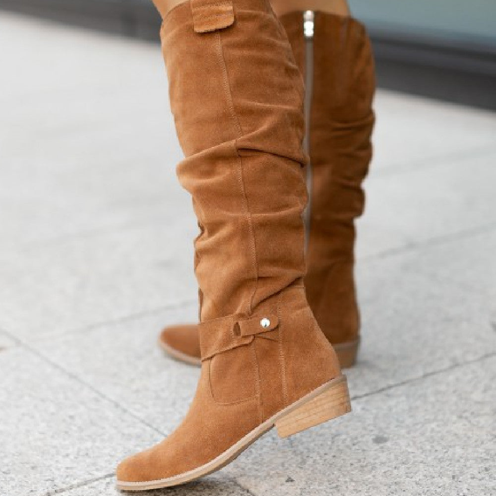 Streetwave Womens Cowboy Boots Comfortable Suede Look Low Heel Playful Details For Women Chic