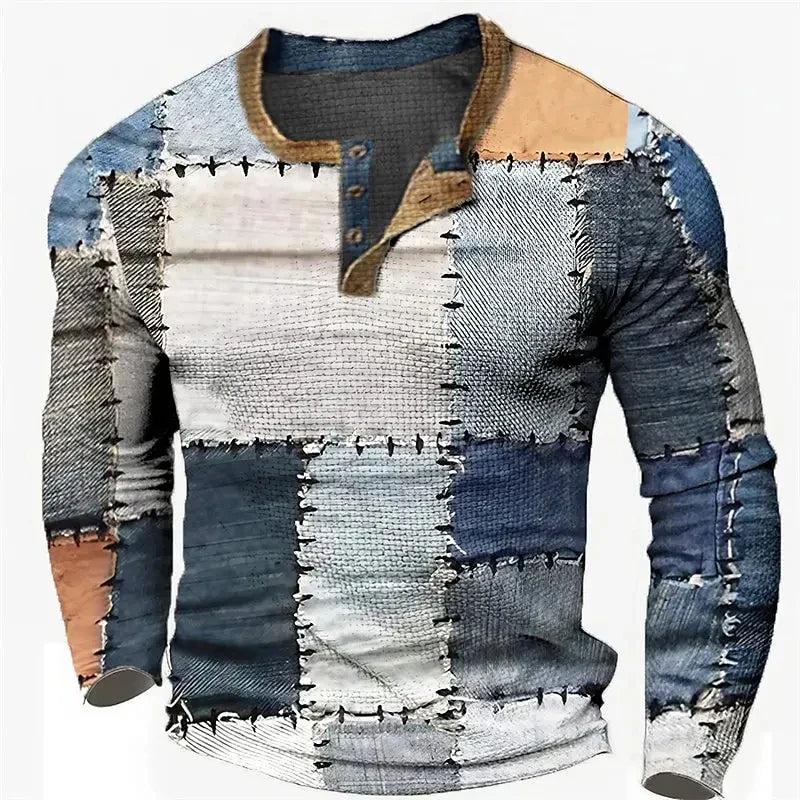 Men's Cozy Patchwork Knit Sweater Street-Wave Soft Comfort For Modern Casual Men Fall Winter