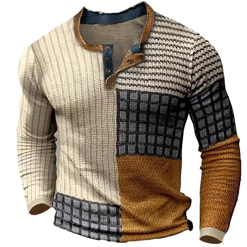 Men's Cozy Patchwork Knit Sweater Street-Wave Soft Comfort For Modern Casual Men Fall Winter