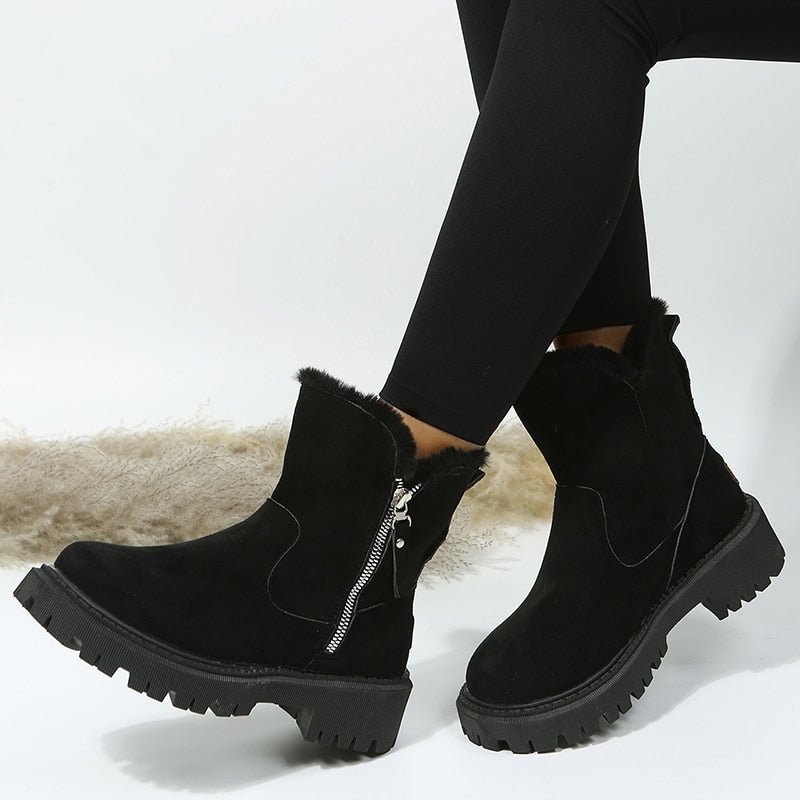 Streetwave Womens Zip Faux Fur Lined Ankle Boots Warmth And Style With Rugged Lug Sole