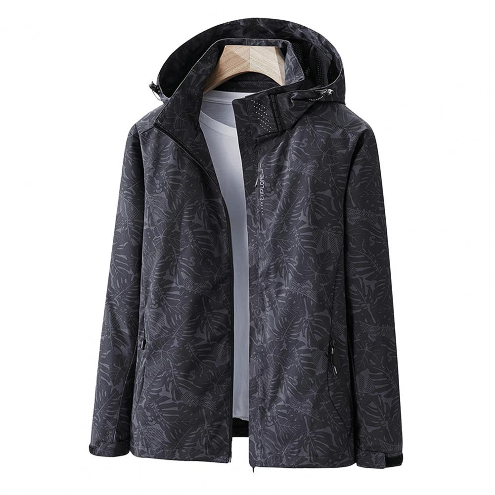 Street-Wave Waterproof Outdoor Jacket With Hood For Hikers And Runners Floral Pattern Lightweight