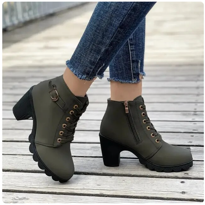 Street-Wave Women's Ankle Boots With Side Zipper For Everyday Casual Wear And All Day Comfort