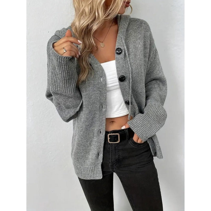 Street-Wave Puff Sleeve Knit Cardigan For Everyday Women Cozy Yet Chic Layering Essential