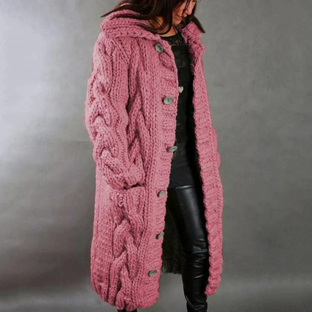 Streetwave Women Cable Knit Coat Oversized Long Outerwear For Elegant Comfort And Style