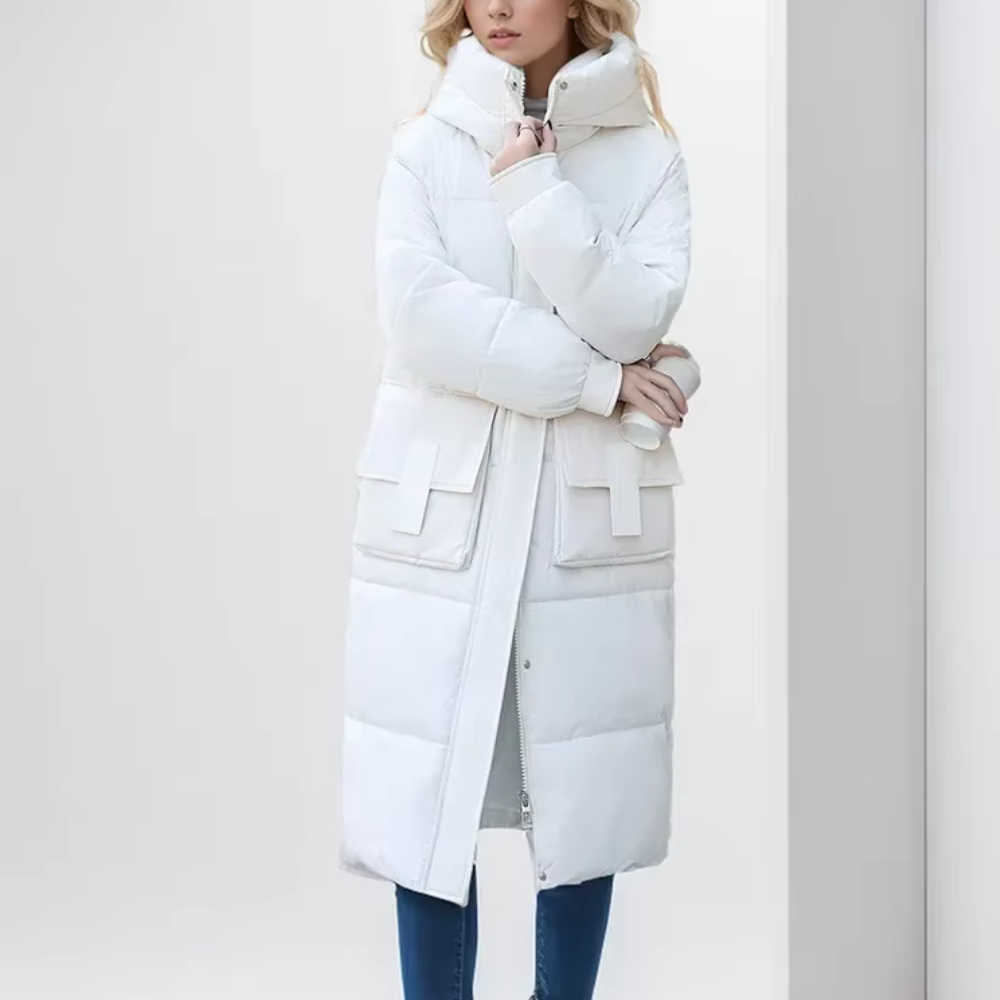 Street Wave Insulated Puffer Coat For Women With Hood And Large Front Pockets For Cozy Winter