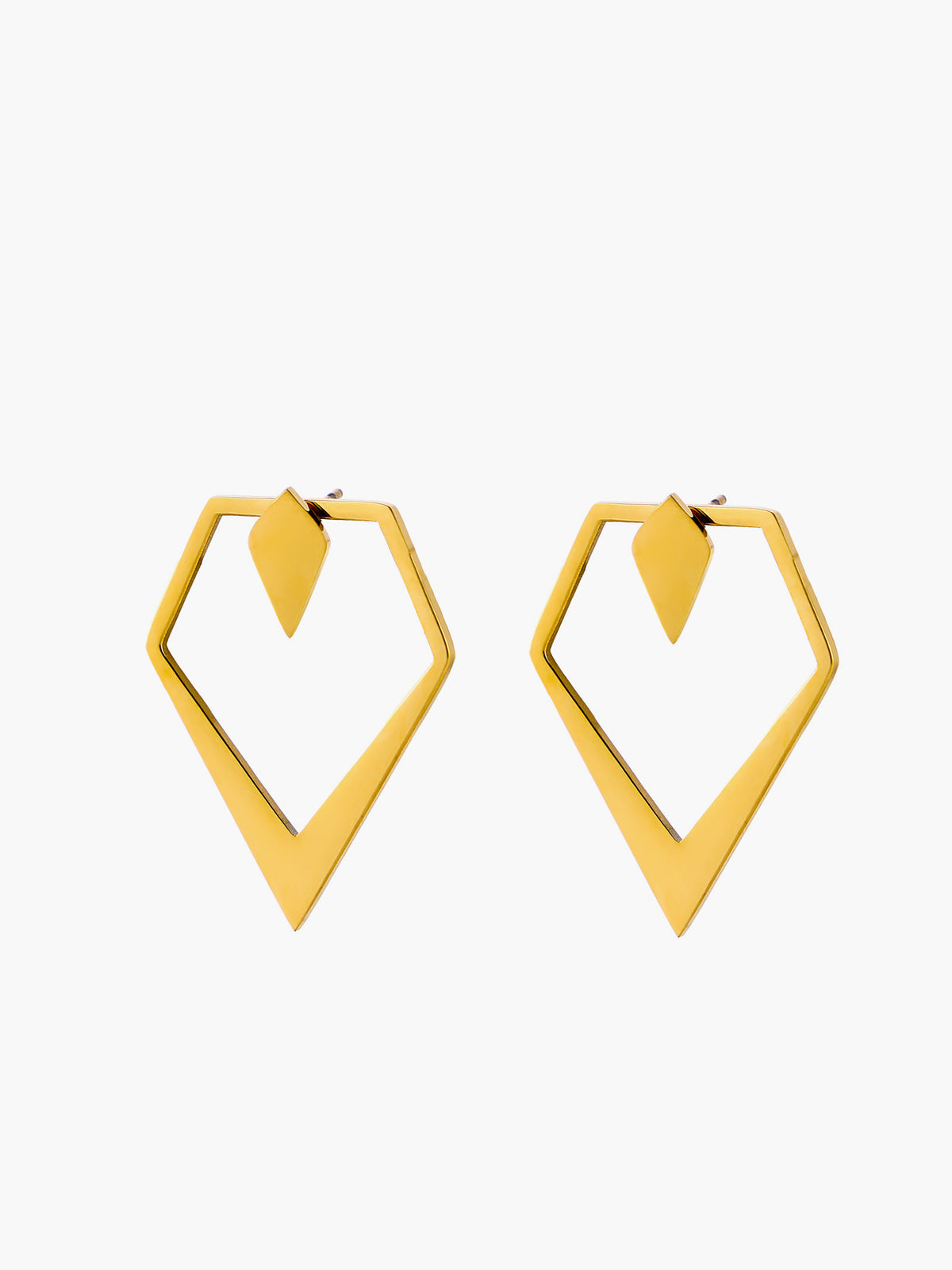 Geometric V-Shaped Gold Stud Earrings - Street-Wave