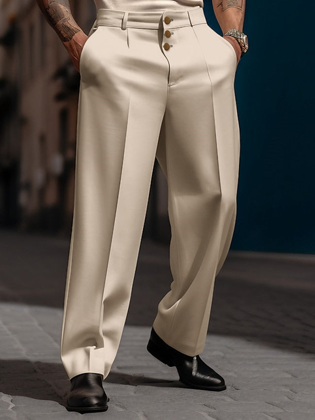 Streetwave Mens Classic Suit Trousers Vitus Breathable Summer Comfort Straight Fit For Style Conscious Men