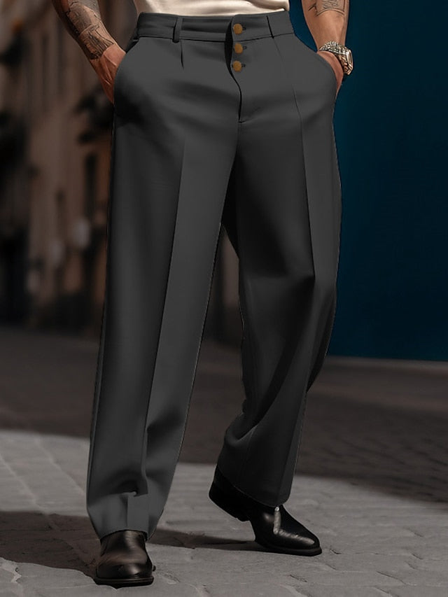 Streetwave Mens Classic Suit Trousers Vitus Breathable Summer Comfort Straight Fit For Style Conscious Men