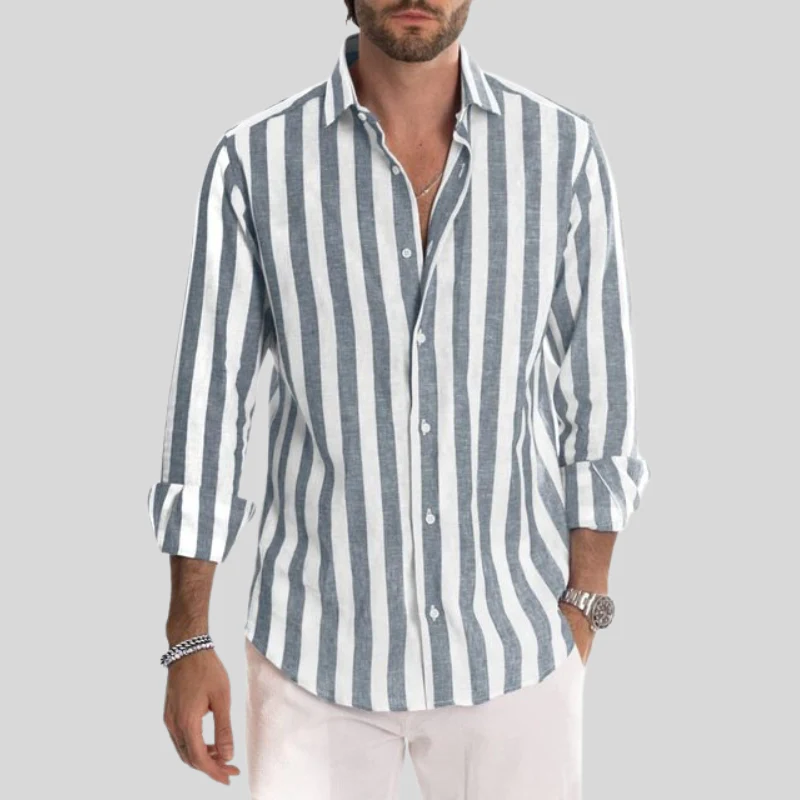Reinhart Striped Mens Summer Shirt Breathable All Day Comfort For Office Professionals