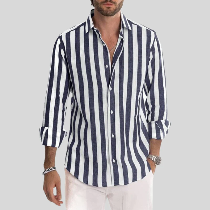 Reinhart Striped Mens Summer Shirt Breathable All Day Comfort For Office Professionals