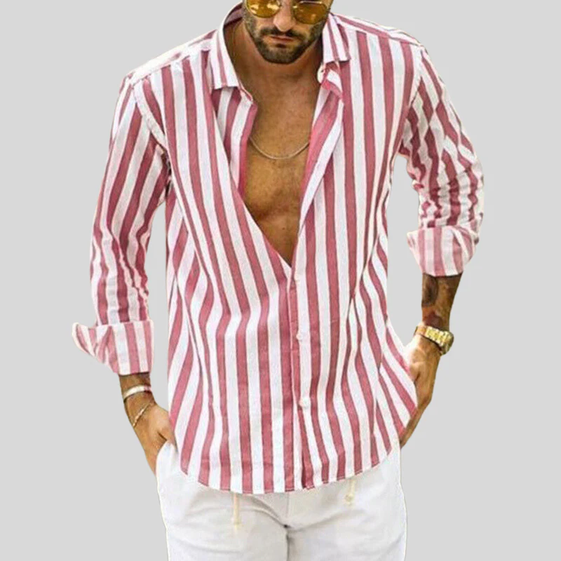 Reinhart Striped Mens Summer Shirt Breathable All Day Comfort For Office Professionals