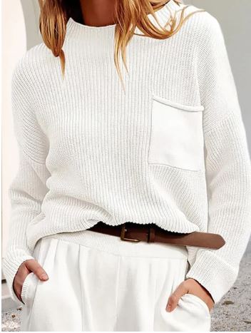 Street Wave Winter Pullover For Women Cozy Knit Warmth With Effortless Style And Pocket Detail