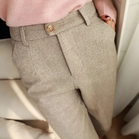 Street-wave Wool Winter Trousers For Cold Season Cozy Silhouette Flattering Fit For Women