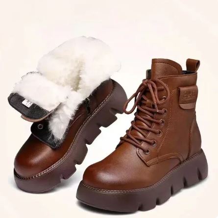 Street-wave Soft Leather Retro Boots For Women With Zipper Cozy Flat Sole Comfort