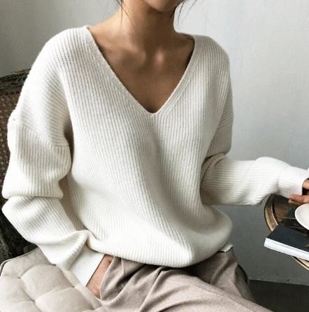 Street-wave Plus-Size Cozy Soft Knit V-Neck Sweater For Women, Oversized Fit And Warmth