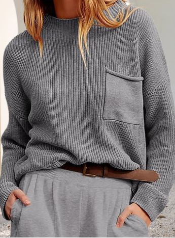 Street Wave Winter Pullover For Women Cozy Knit Warmth With Effortless Style And Pocket Detail