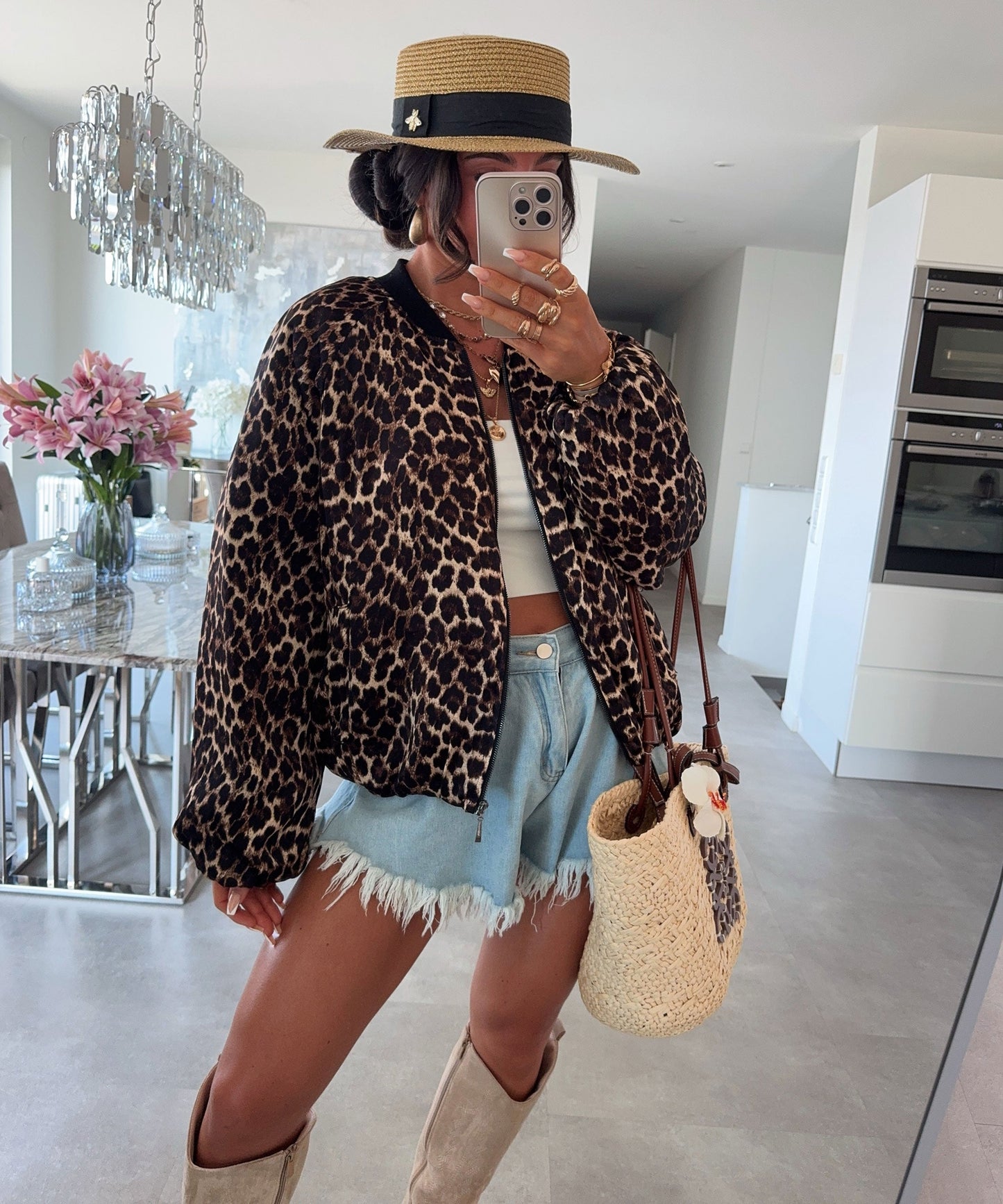 Street Wave Leopard Print Viscose Jacket For Women Versatile Chic Bomber With Lightweight Comfort