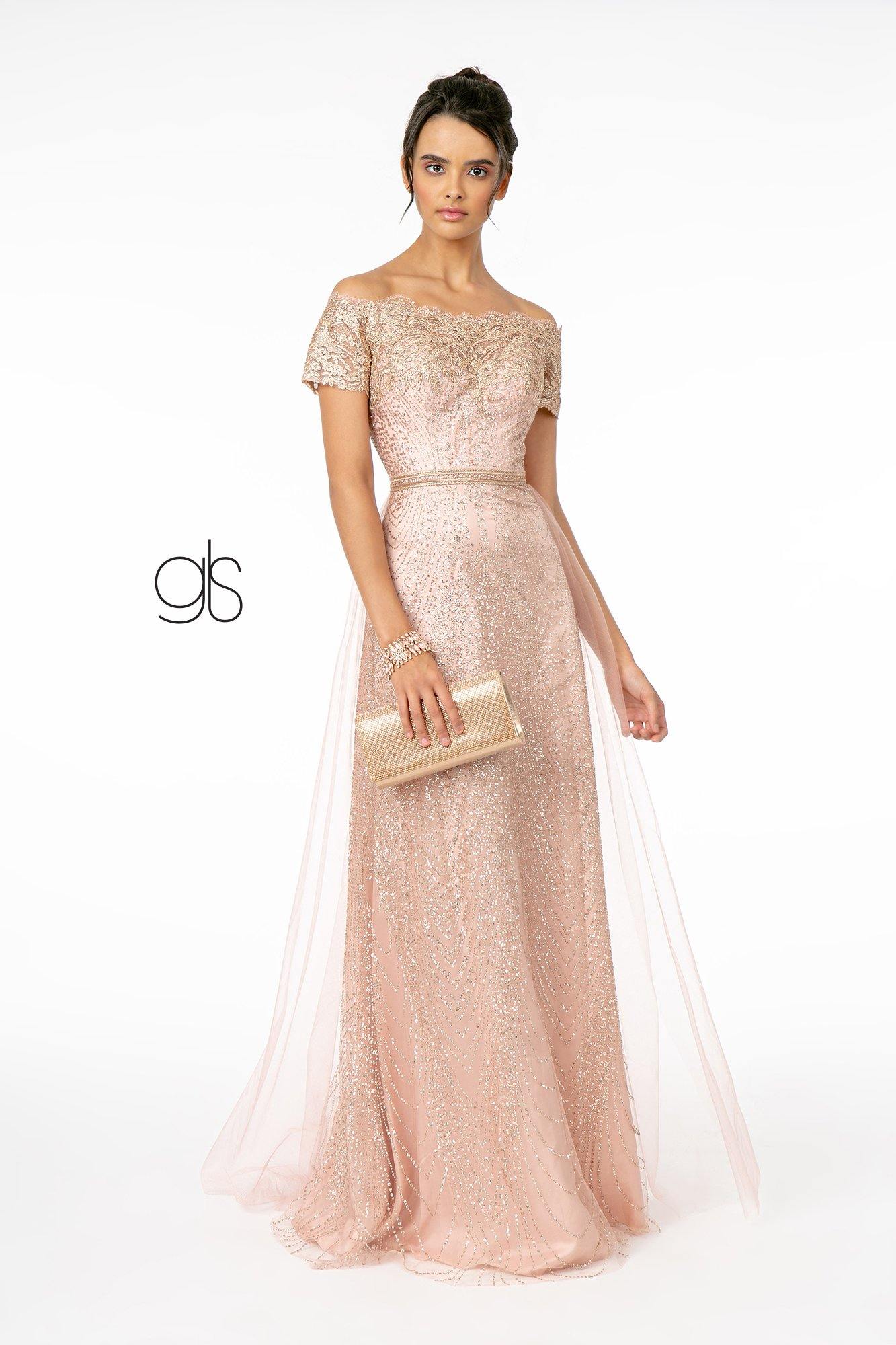 Prom Dress Glitter Print Mesh Off Shoulder Floor Length Street Wave Women