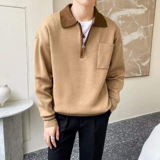 Street-Wave Mens Stand Collar Half Zip Knit Sweater Premium Comfort Timeless Style