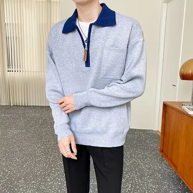 Street-Wave Mens Stand Collar Half Zip Knit Sweater Premium Comfort Timeless Style