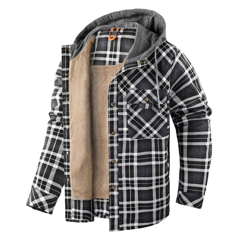 Street-Wave Hooded Plaid Flannel Jacket For Fall Warmth And Urban Everyday Comfort