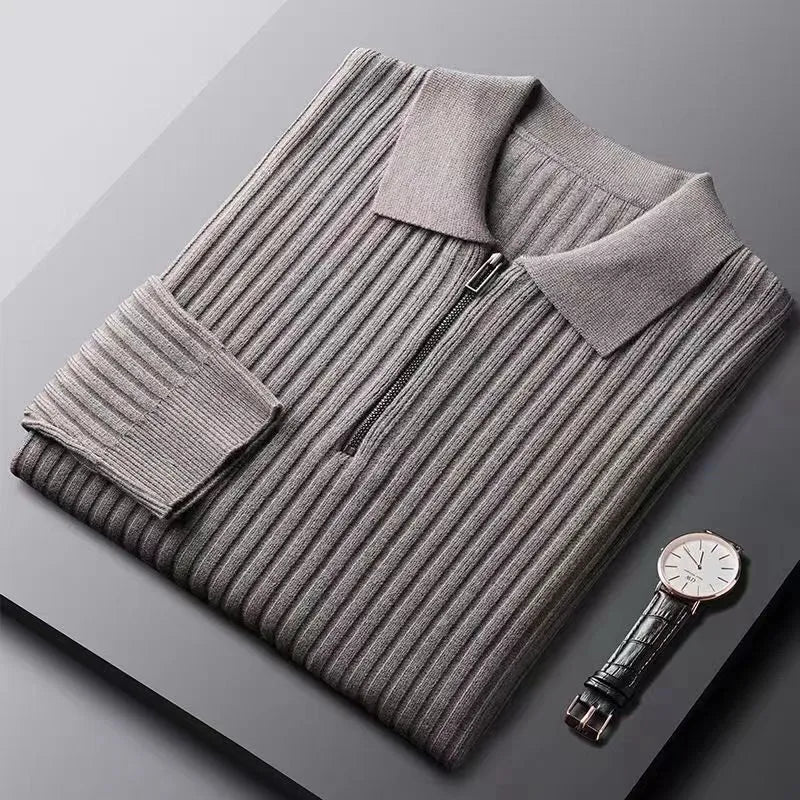 Ribbed Zip Neck Sweater For Men Street-Wave Comfort Fit