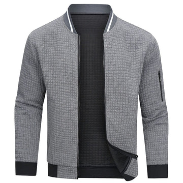 Street-wave Men's Casual Knit Cardigan Jacket - Textured Zip Closure, Warm, Durable