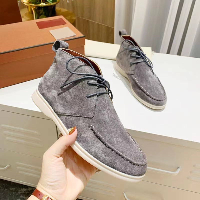 Street-Wave Flat Lace-Up Ankle Boots For All-Day Comfort And Versatile All-Year Wear For Women