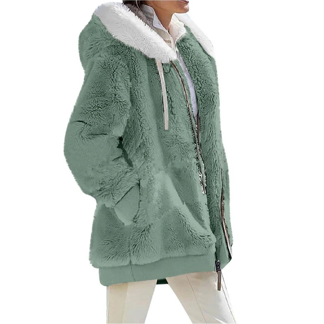 Street-Wave Cashmere Fleece Cardigan Warm Plush Comfort for Fashion Forward Women