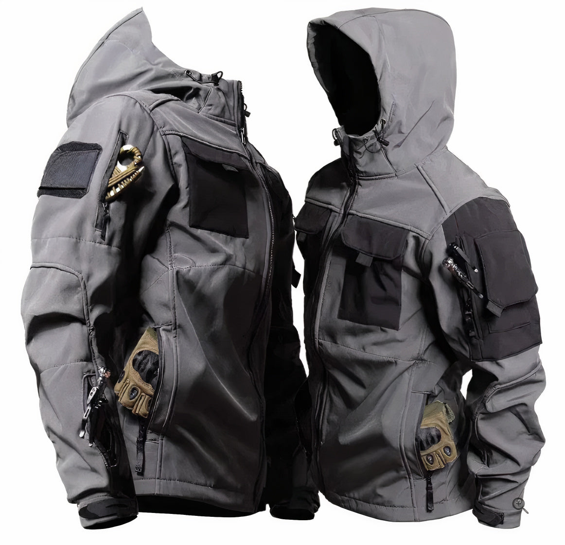 Street-Wave Tactical Hooded Jacket For Men Durable Polyester All-Weather Protection Urban Explorer Gear