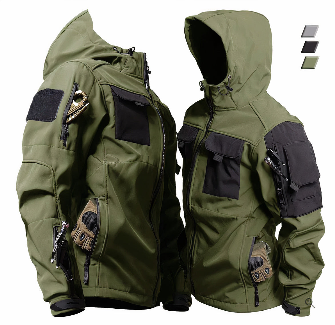 Street-Wave Tactical Hooded Jacket For Men Durable Polyester All-Weather Protection Urban Explorer Gear