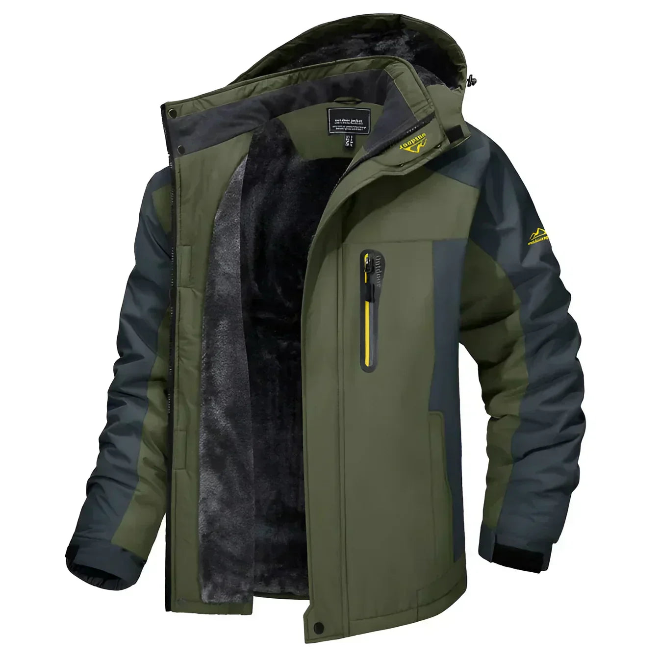 Street-wave Waterproof Windproof Hooded Jacket For Men With Cozy Fleece Lining And All Weather Comfort