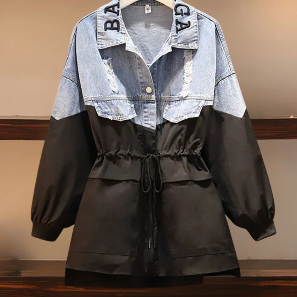 Streetwave Denim Jacket With Drawstring For Women Modern Fall Essential Versatile