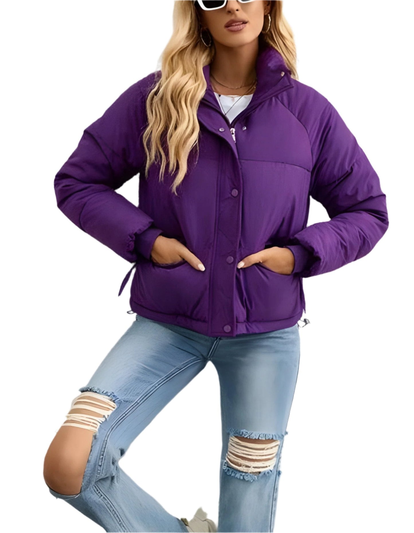 Street Wave Women's Puffer Jacket Warm Insulated With High Collar And Zipper Cozy Warmth