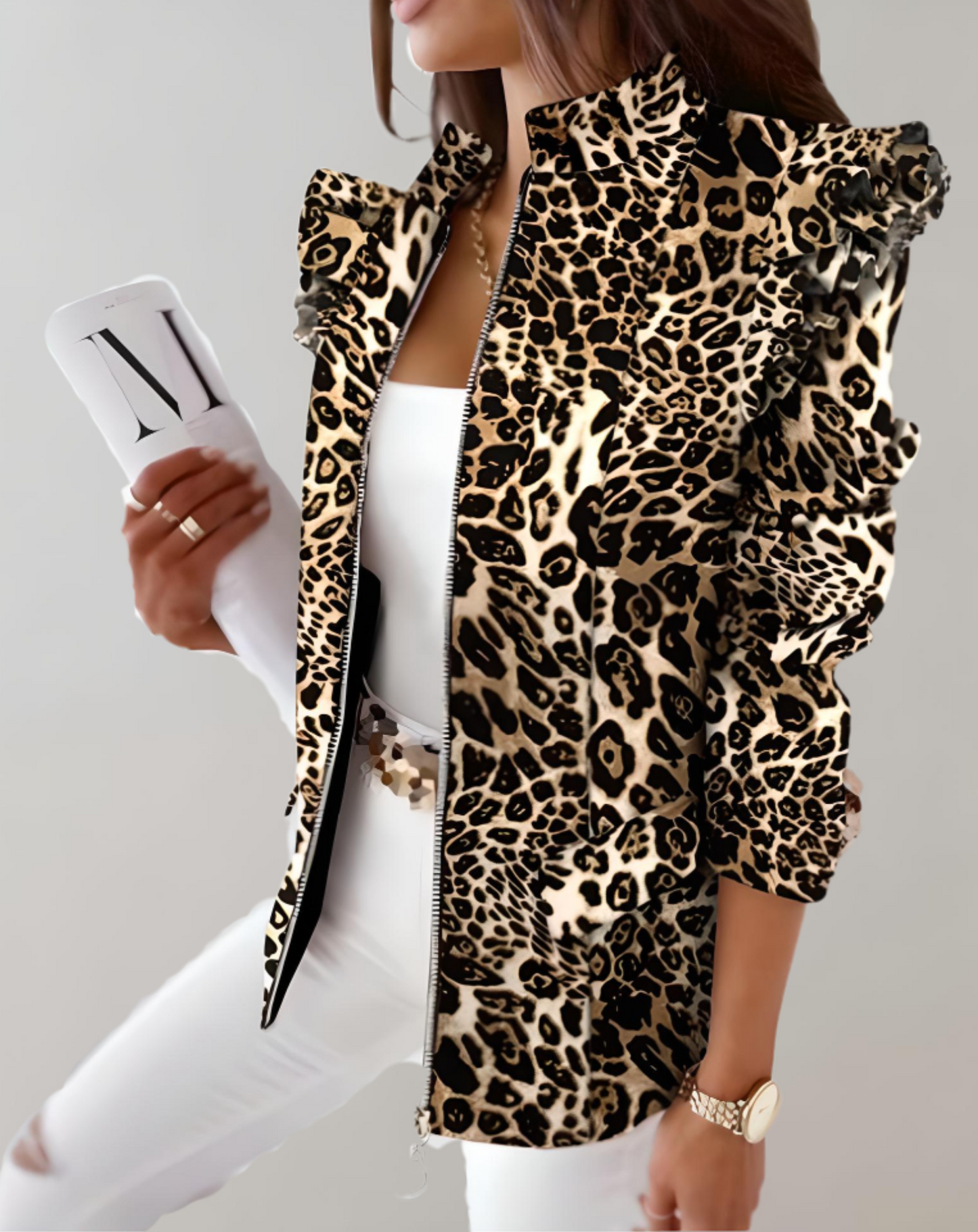 Street-wave Geometric Print Coat For Women Effortless Chic Bold Statement Outerwear Premium Materials