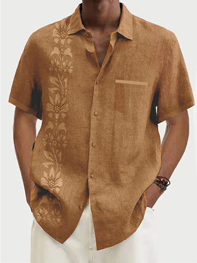 Mens Hawaiian Floral Shirt Lightweight Breathable Beach Vacation Style Streetwave