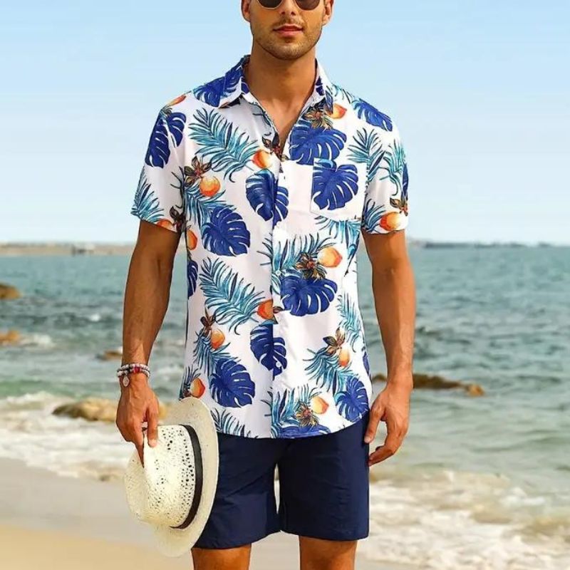Street Wave Hawaiian Shirt For Men Lightweight Breathable Relaxed Fit Beach Ready