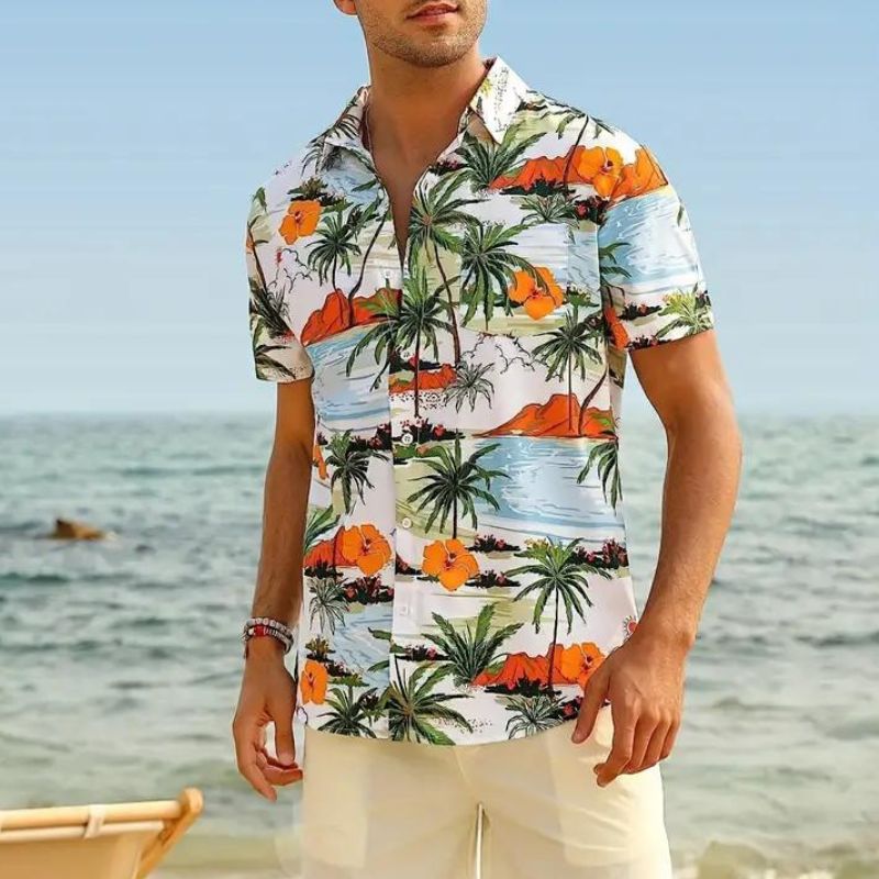 Street Wave Hawaiian Shirt For Men Lightweight Breathable Relaxed Fit Beach Ready