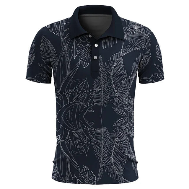 Street Wave Hawaiian Polo Shirt For Men Lightweight Breathable Tropical Print All Day Comfort