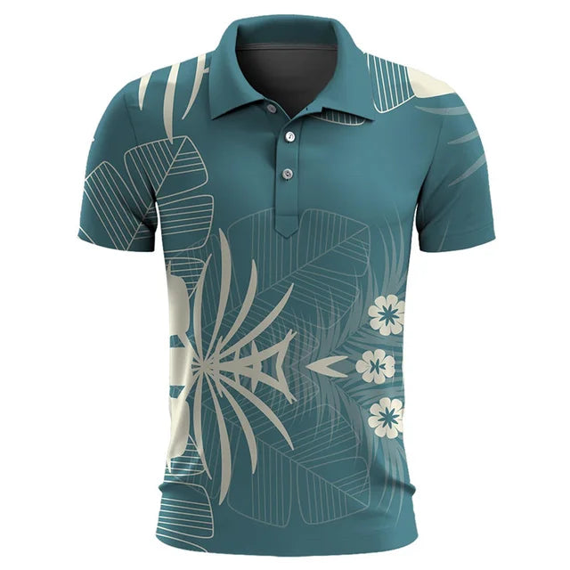 Street Wave Hawaiian Polo Shirt For Men Lightweight Breathable Tropical Print All Day Comfort
