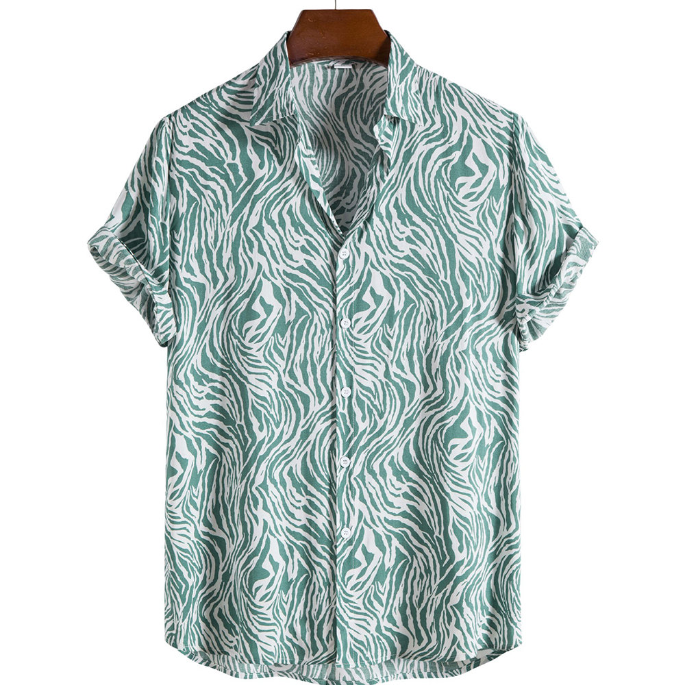 Tiger Print Shirt For Men Street Wave Lightweight Breathable Summer Shirt With Relaxed Fit