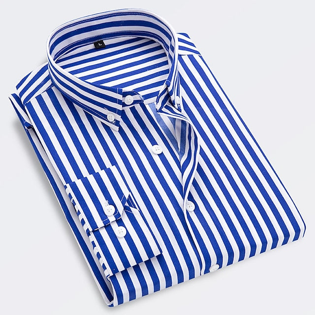 Street Wave Mens Striped Summer Shirt Breathable Lightweight Comfort Refined Fit